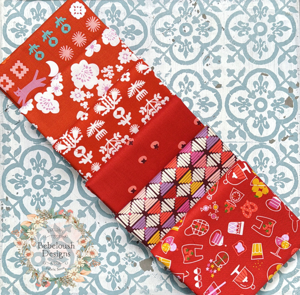 {New Arrival} Moda Ruby Star Society Sampler Curated Fat Quarter Bundle x 6 Persimmon Cayenne