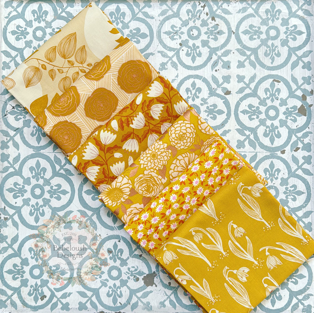 {New Arrival} Moda Ruby Star Society Sampler Curated Fat Quarter Bundle x 6 Goldenrod Floral