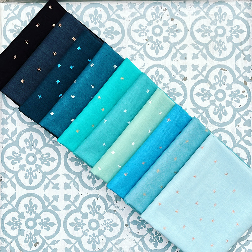 {New Arrival} Moda Ruby Star Society Spark Fat Quarter Bundle x 10 Pieces Teal Blue