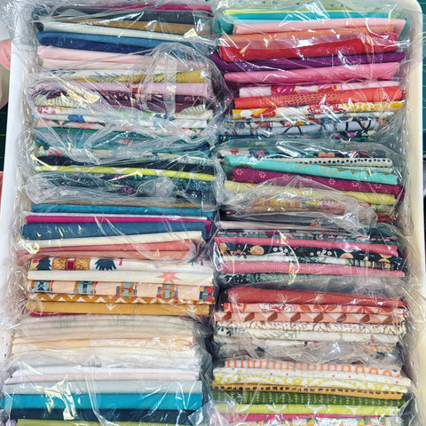 Art Gallery Remnant Packs 3 METRE LOT Mixed Bag  Sharon Holland Prints Creams & Sienna with mint/light green accents