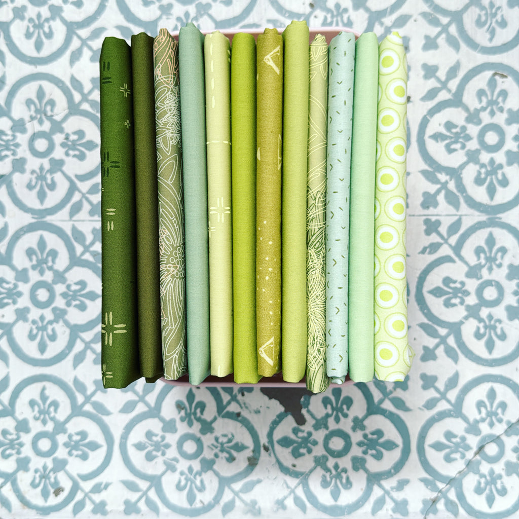 {New Arrival} Art Gallery Fabrics Colour Series Blenders Edition Fat Quarter Bundles x 12 Pieces  Garden Fern