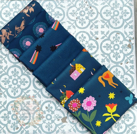 {New Arrival} Moda Ruby Star Society Sampler Curated Fat Quarter Bundle x 6 Galaxy Teal