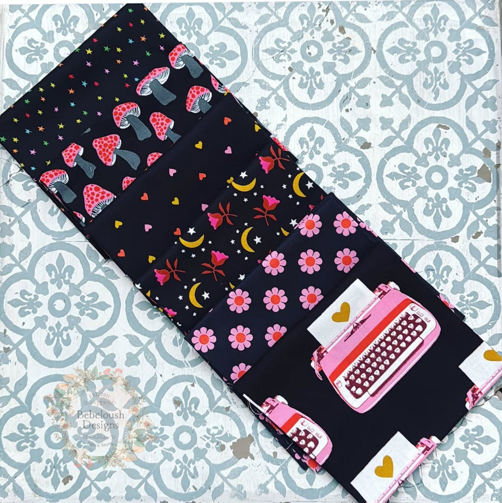 {New Arrival} Moda Ruby Star Society Sampler Curated Fat EIGHTH Bundle x 6 Typewriters Black Vol. 2