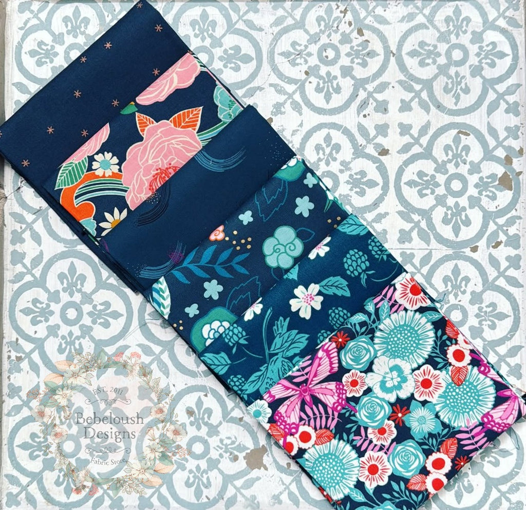{New Arrival} Moda Ruby Star Society Sampler Curated Fat Quarter Bundle x 6 Galaxy Teal