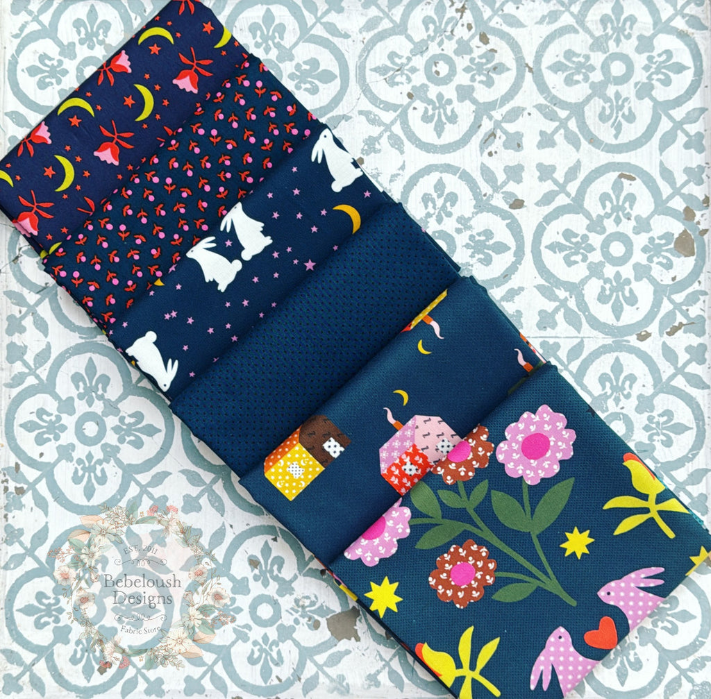 {New Arrival} Moda Ruby Star Society Sampler Curated Fat Quarter Bundle x 6 Galaxy Teal