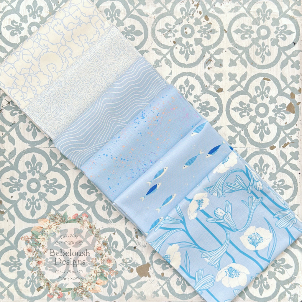 {New Arrival} Moda Ruby Star Society Sampler Curated Fat EIGHTH Bundle x 6 Blue Water