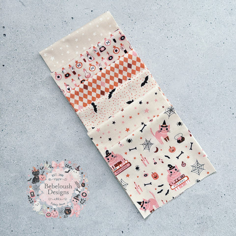 {New Arrival} Moda Fabrics Elena Amo Purrs & Boos Fat Quarter Bundle x 6 Fat Quarters Moonbeam