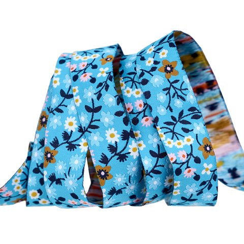 {New Arrival} Ruby Star Society Renaissance Ribbon Kimberly Kight Strawberry- Clothesline Floral in Vintage Blue  - 7/8"