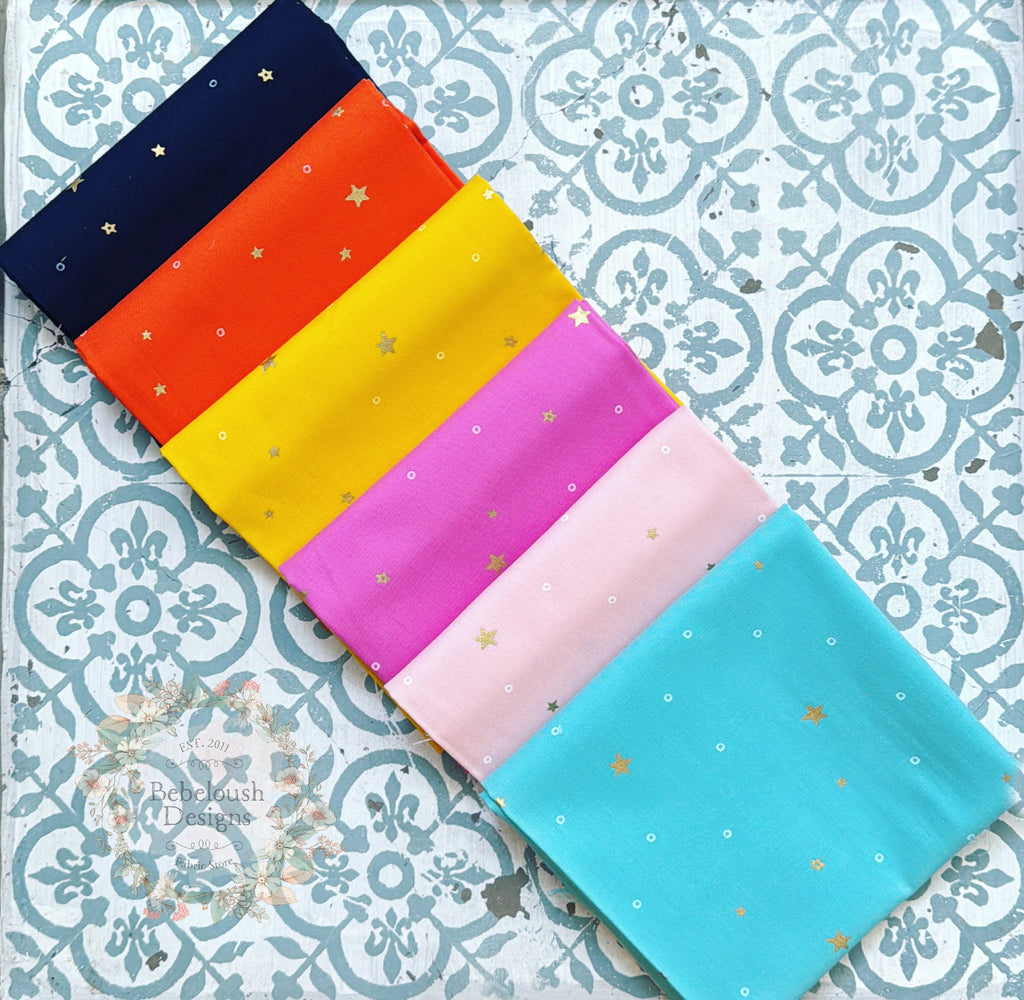 {New Arrival} Moda Ruby Star Society Sampler Curated Fat Quarter Bundle x 6 Birthday Starry Prints