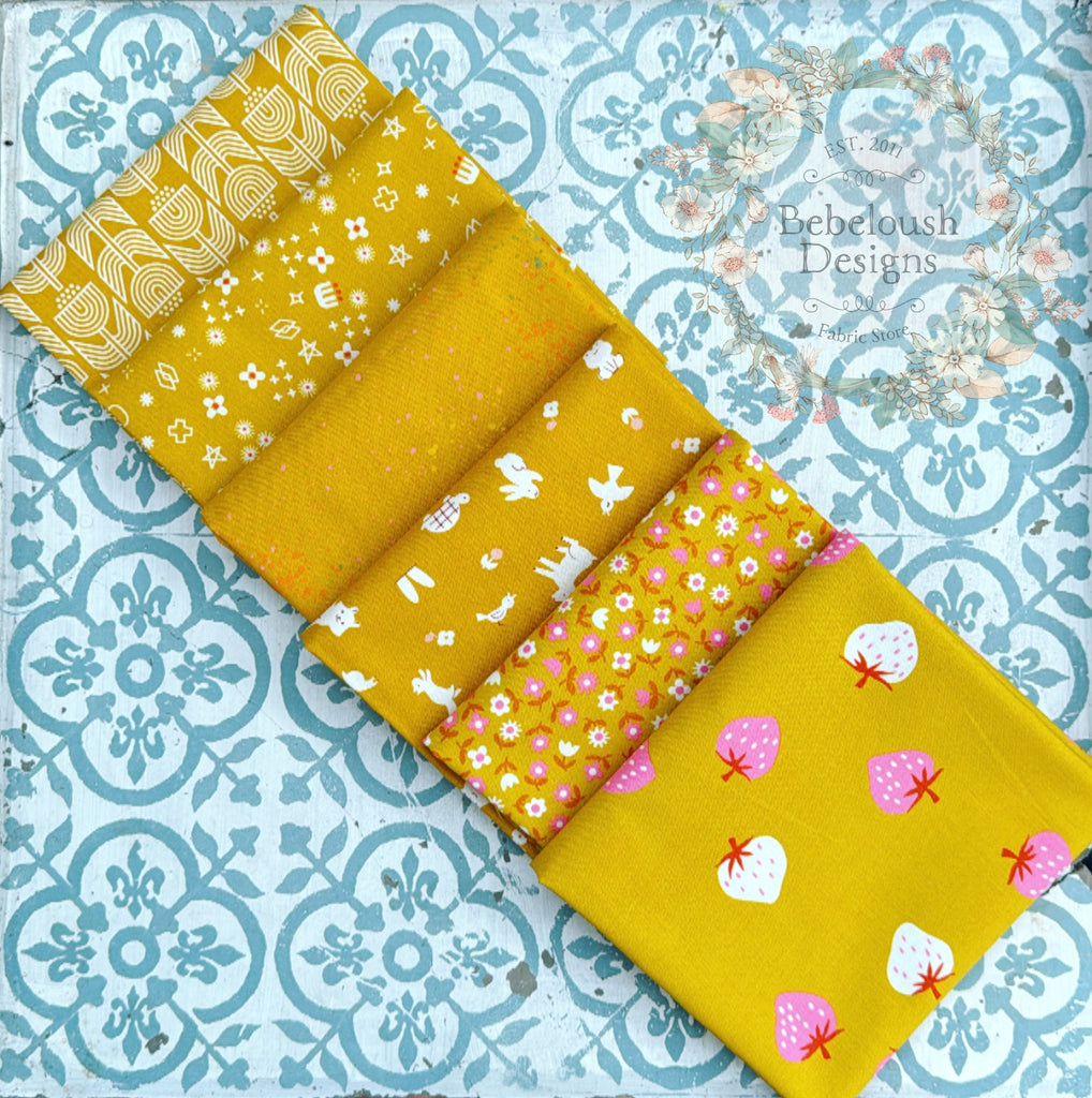 {New Arrival} Moda Ruby Star Society Sampler Curated Fat Quarter Bundle x 6 Strawberry Goldenrod