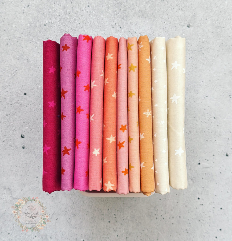 {New Arrival} Moda Ruby Star Society Ultimate Starry Fat Quarter Bundle x 10 Pieces Papaya Sunrise