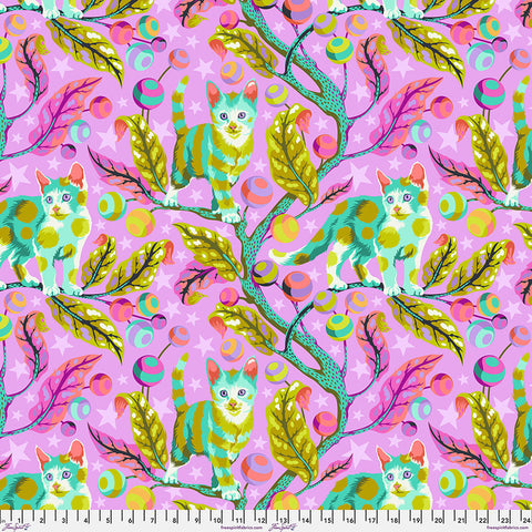 {New Arrival} FreeSpirit Tula Pink Tabby Road Deja Vu MINKY Club Kitty - Electroberry