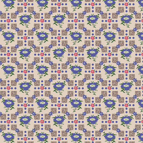 {New Arrival} Art Gallery Fabrics My Mother's Daughter Flower Hedge Petalblue