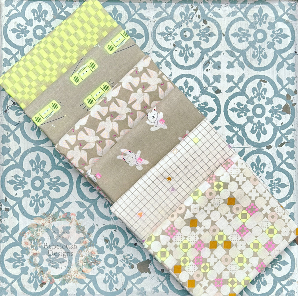 {New Arrival} Moda Ruby Star Society Sampler Lofi LINENS Fat Quarter Bundle x 6 Pieces Khaki