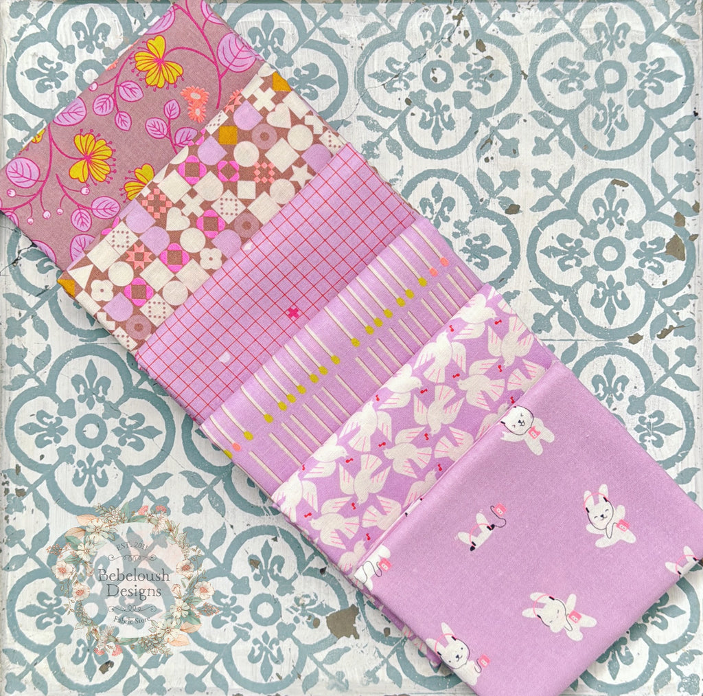 {New Arrival} Moda Ruby Star Society Sampler Lofi LINENS Fat Quarter Bundle x 6 Pieces Wisteria