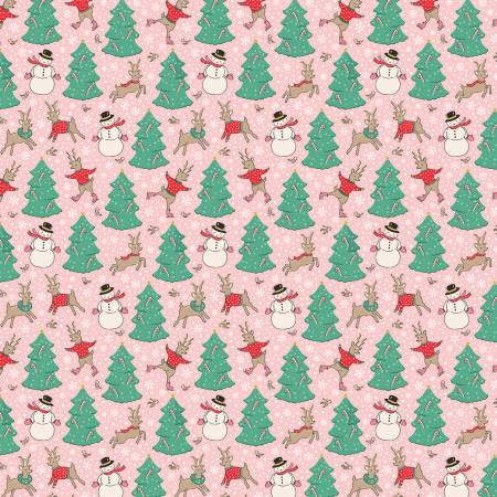 {New Arrival} Poppie Cotton Oh What Fun Pink Skating Deer