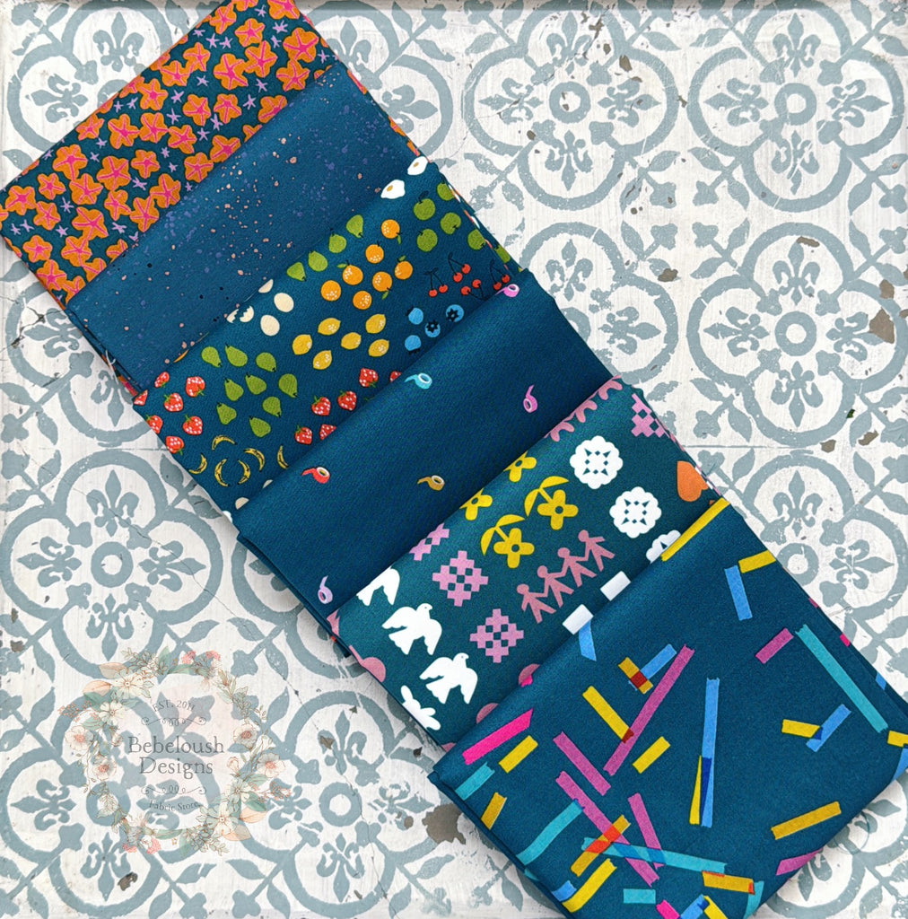 {New Arrival} Moda Ruby Star Society Sampler Curated Fat Quarter Bundle x 6 Washi Galaxy Teal Vol 2.