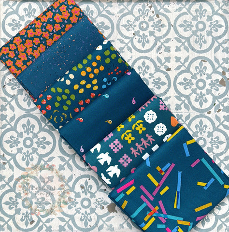 {New Arrival} Moda Ruby Star Society Sampler Curated Fat Quarter Bundle x 6 Washi Galaxy Teal Vol 2.