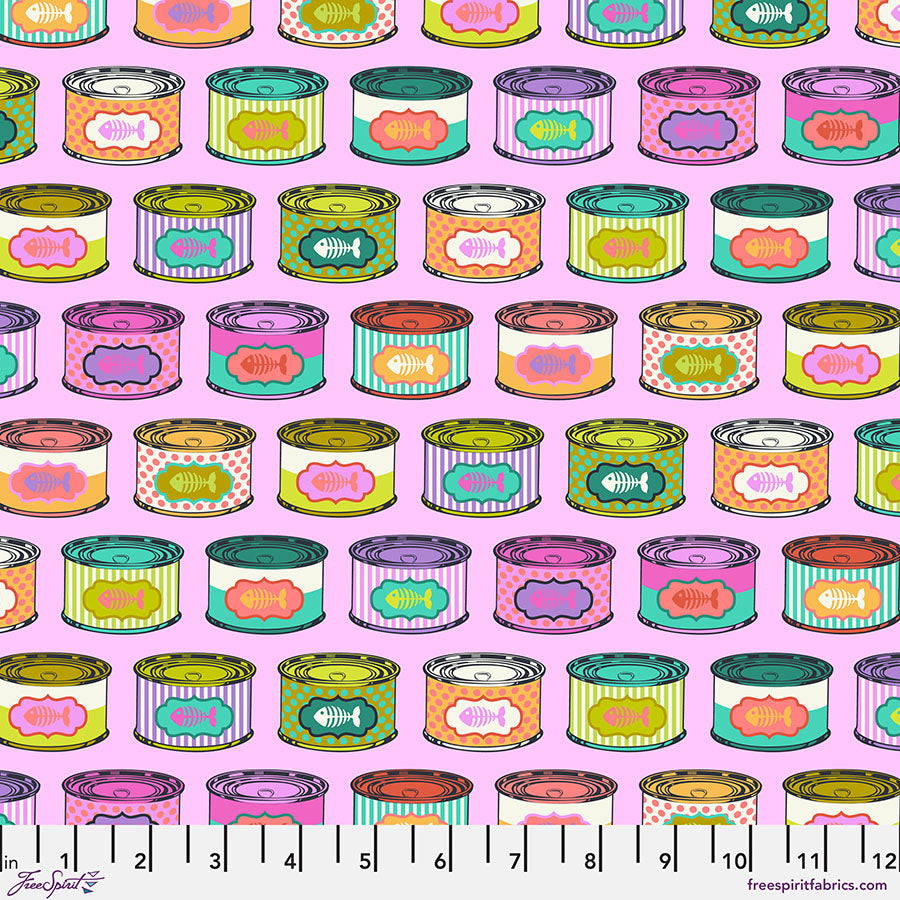 {New Arrival} FreeSpirit Tula Pink Tabby Road Deja Vu Cat Snacks - Electroberry