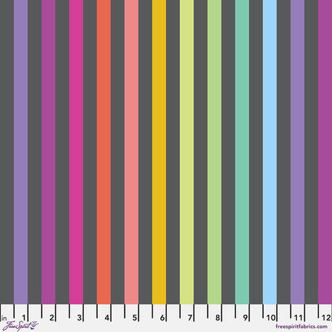 {Pre-Order October} FreeSpirit Tula Pink Graywork True Colours Disco Stripe - Carbon