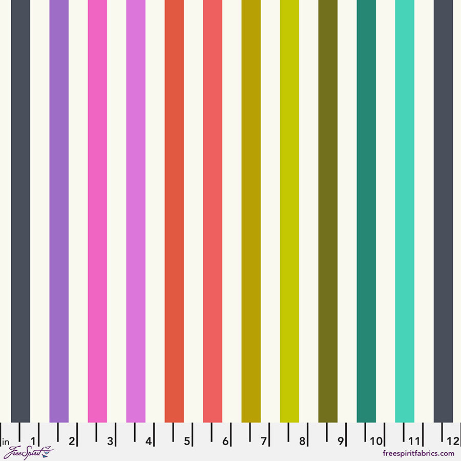 {New Arrival} FreeSpirit Tula Pink Tabby Road Deja Vu Disco Stripe - Prism