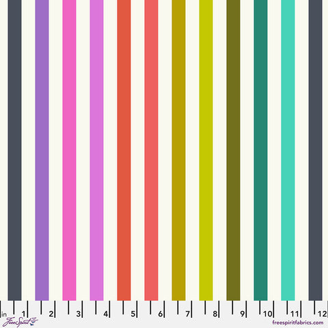 {New Arrival} FreeSpirit Tula Pink Tabby Road Deja Vu Disco Stripe - Prism