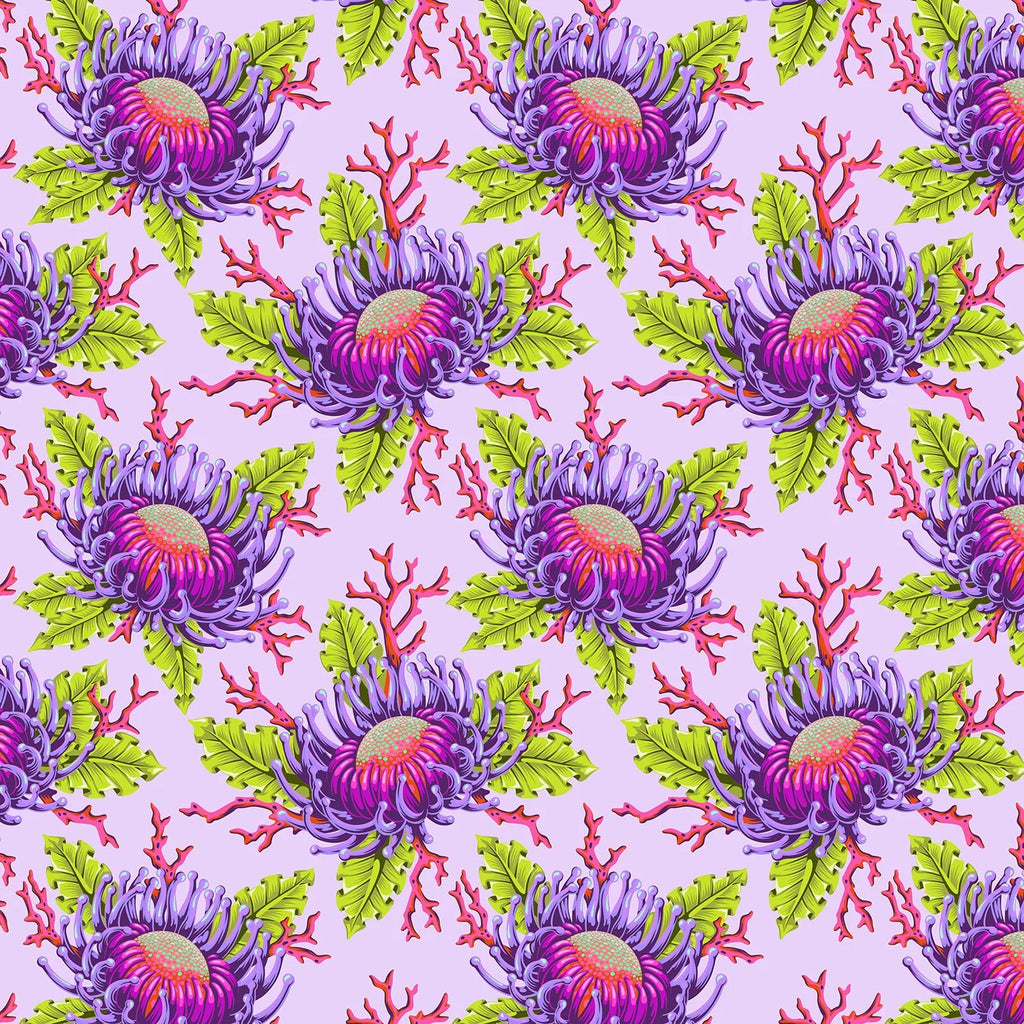 {Pre-Order April} FreeSpirit Tula Pink Floral Reef - Friends & Anemones Ultraviolet