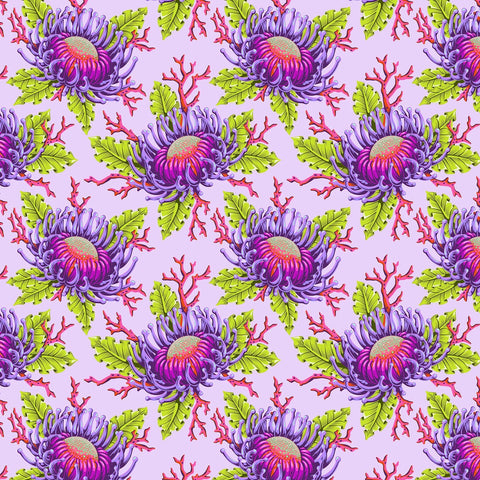 {Pre-Order April} FreeSpirit Tula Pink Floral Reef - Friends & Anemones Ultraviolet