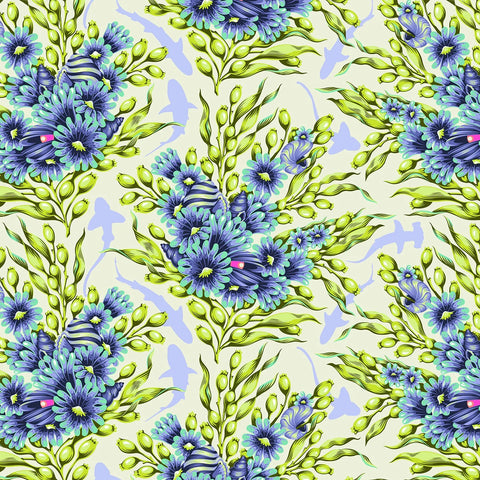 {Pre-Order April} FreeSpirit Tula Pink Floral Reef - Shadow Sharks Marine