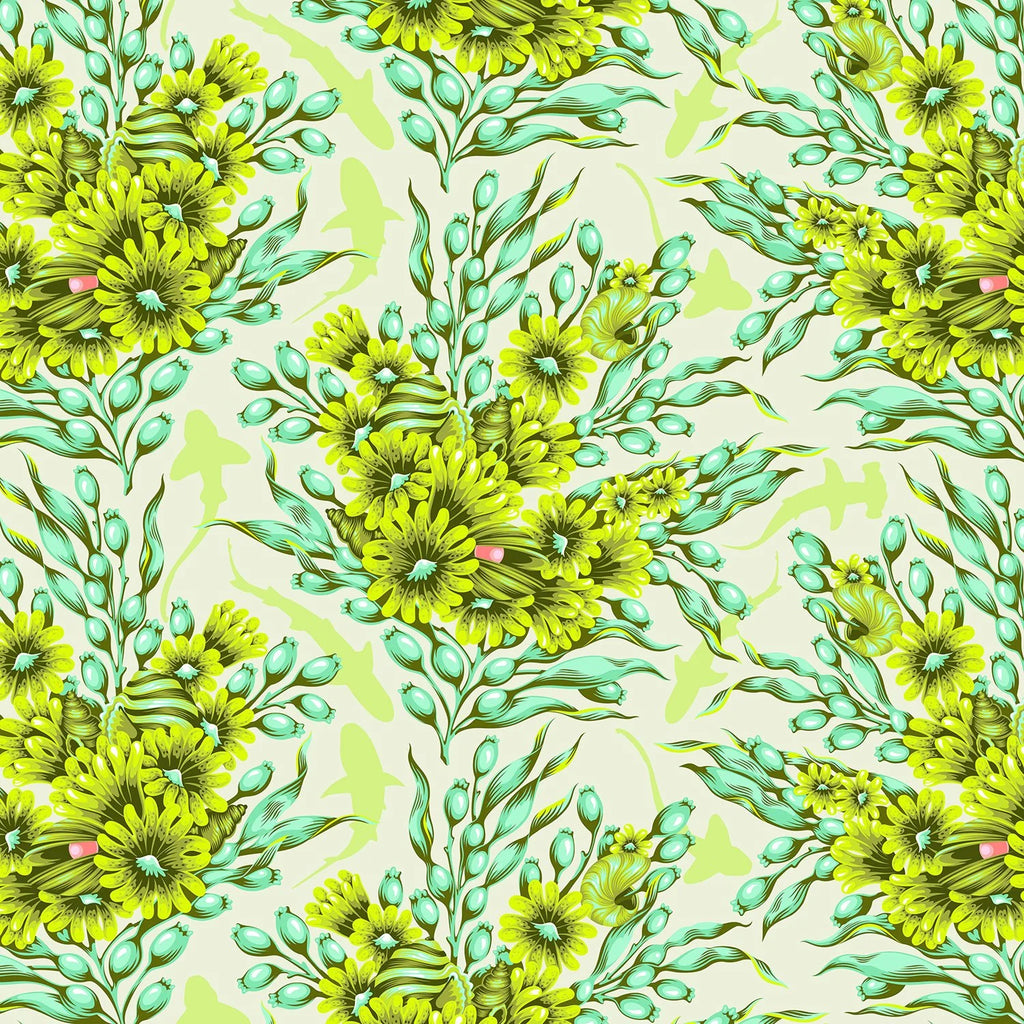 {Pre-Order April} FreeSpirit Tula Pink Floral Reef - Shadow Sharks Seagrass