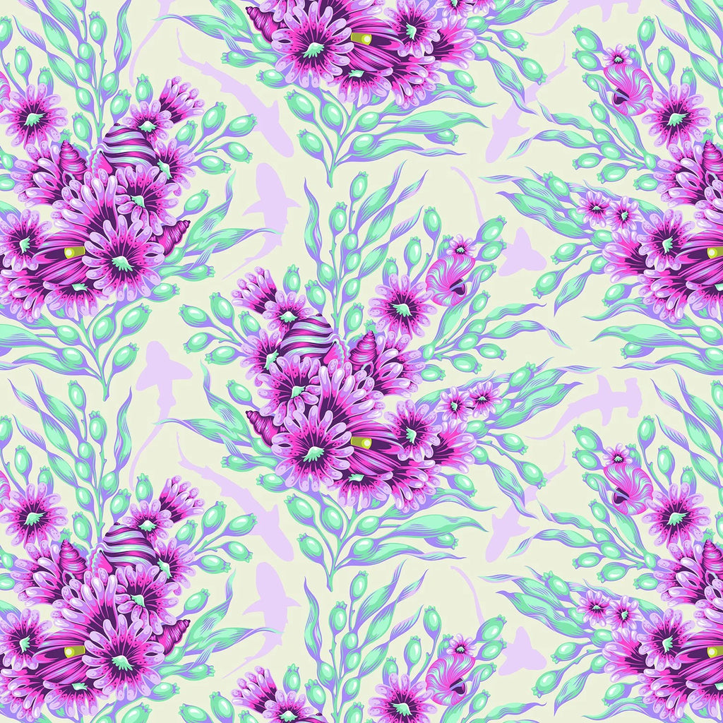 {Pre-Order April} FreeSpirit Tula Pink Floral Reef - Shadow Sharks Ultraviolet