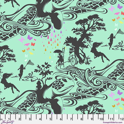 {Pre-Order July} FreeSpirit Tula Pink Prince Charming Déjà Vu Turtle Bay - Sweetmint