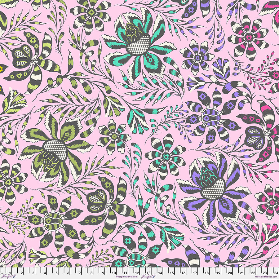 {New Arrival} FreeSpirit Tula Pink Roar Backing Fabric - Super Wild Vine 108 - Blush