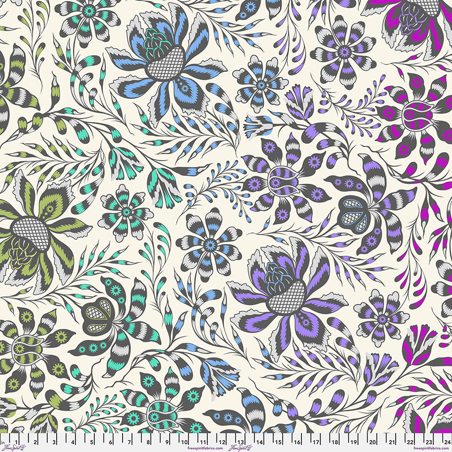 {New Arrival} FreeSpirit Tula Pink Roar Backing Fabric - Super Wild Vine 108 - Mist