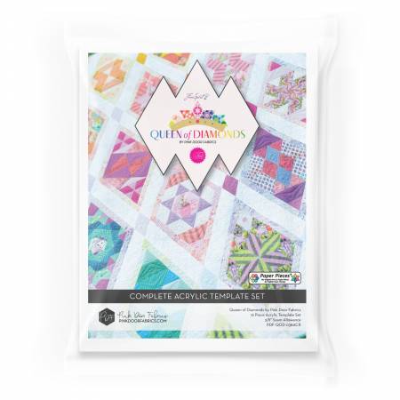 {New Arrival} Tula Pink Queen of Diamonds Acrylic Fabric Cutting Template Set with 3/8in Seam Allowance