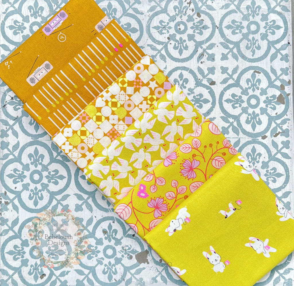 {New Arrival} Moda Ruby Star Society Sampler Lofi LINENS Fat Quarter Bundle x 6 Pieces Citron