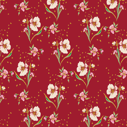 Art Gallery Fabrics Charlotte RAYON Dancing Grace Rouge