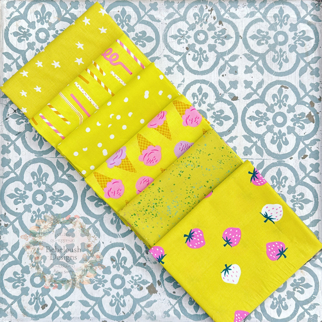 {New Arrival} Moda Ruby Star Society Sampler Curated Fat Quarter Bundle x 6 I Scream Citron