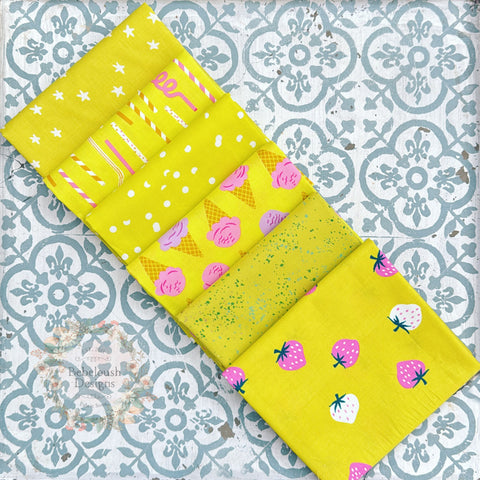 {New Arrival} Moda Ruby Star Society Sampler Curated Fat Quarter Bundle x 6 I Scream Citron