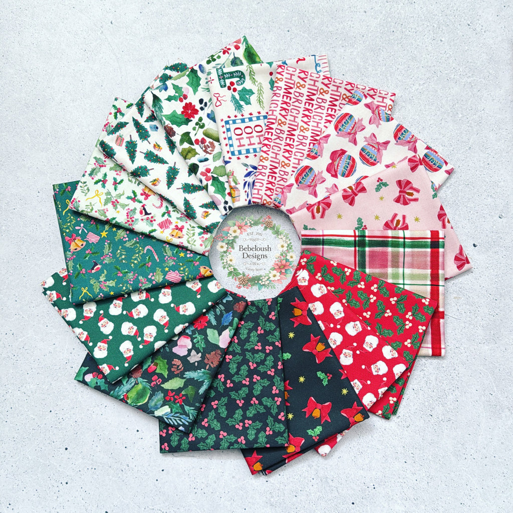 {New Arrival} Lewis & Irene Merry Happy Christmas Collection Fat Quarter Bundle x 15 Pieces