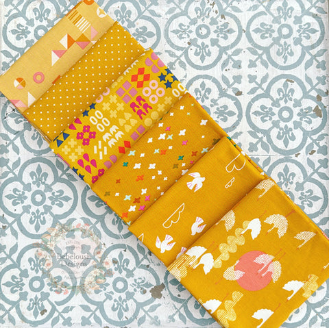 {New Arrival} Moda Ruby Star Society Sampler Curated Fat Quarter Bundle x 6 Goldenrod Prints Geometric