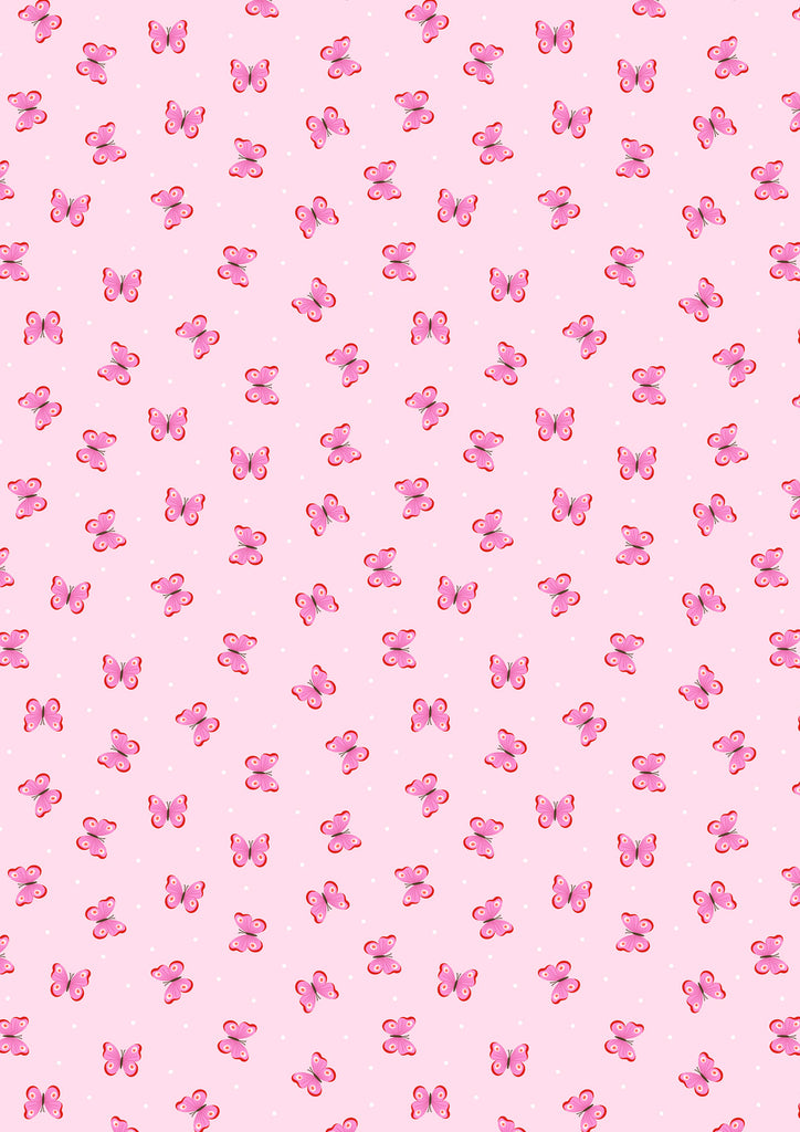 {New Arrival} Lewis & Irene Fabrics Small Things Country Garden Pink Butterflies