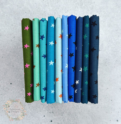 {New Arrival} Moda Ruby Star Society Ultimate Starry Fat Quarter Bundle x 10 Pieces Galaxy Blue