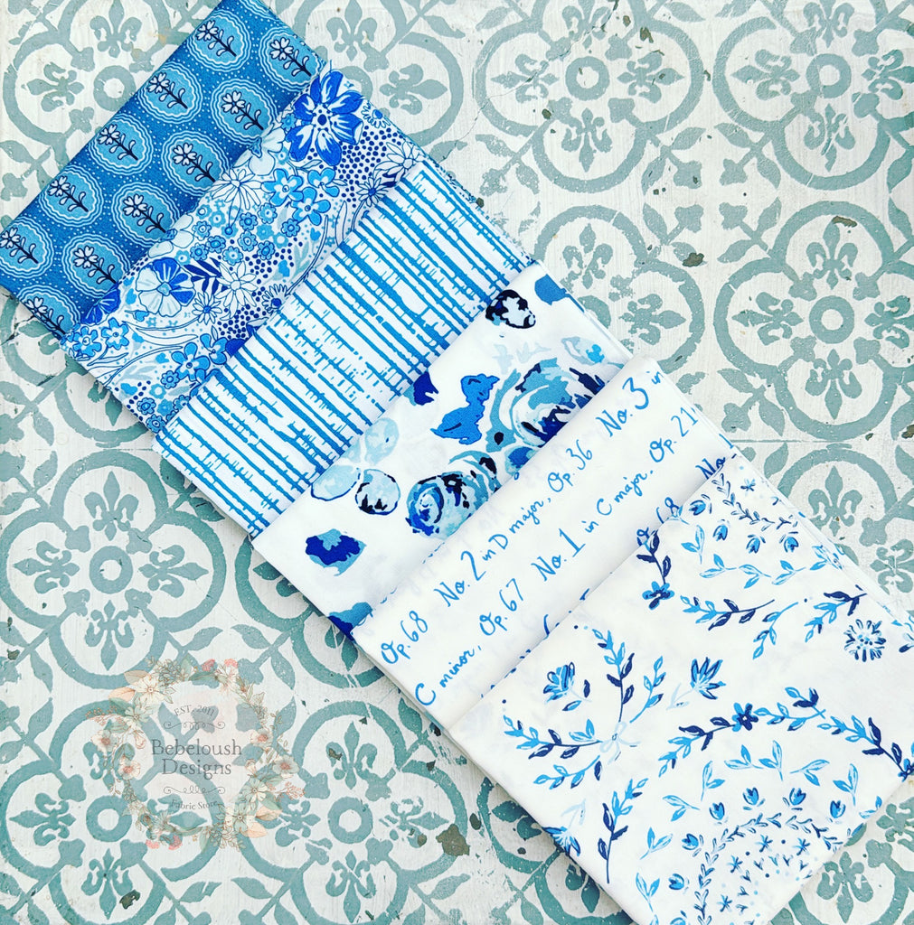 {New Arrival} Art Gallery Fabrics Curated Colour Series Fat Quarter Bundle x 6 Pieces Lapis Lazuli