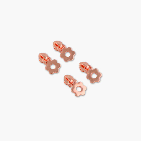 {New Arrival} Sallie Tomato Donut Size # 5 Flower Zipper Pulls Rose Gold x 4 Pieces