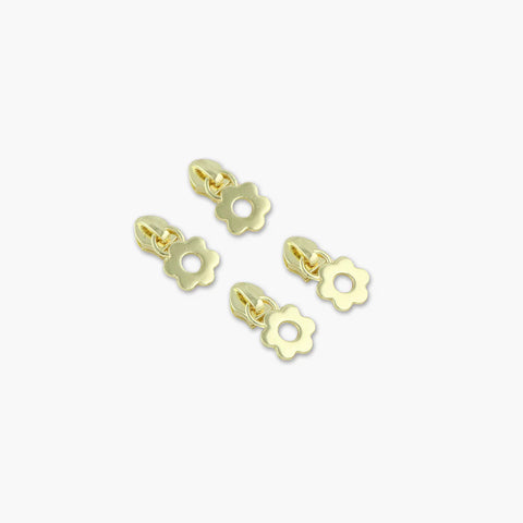 {New Arrival} Sallie Tomato Donut Size # 5 Flower Zipper Pulls Gold x 4 Pieces