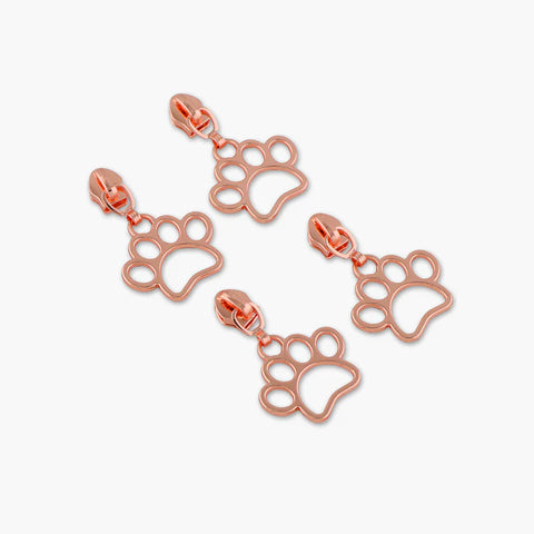 {New Arrival} Sallie Tomato Four Size 5 Paw Print Zipper Pulls Rose Gold