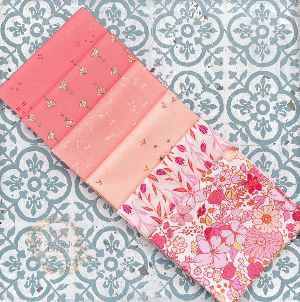 {New Arrival} Art Gallery Fabrics Curated Colour Series Fat Quarter Bundle x 6 Pieces Sorbet Pink