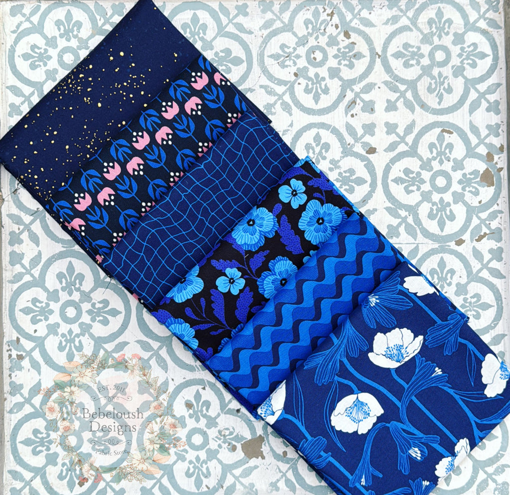 {New Arrival} Moda Ruby Star Society Sampler Curated Fat EIGHTH Bundle x 6 Blue Water Vol. 2