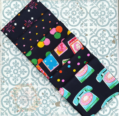{New Arrival} Moda Ruby Star Society Sampler Curated Fat Quarter Bundle x 6 Retro Black